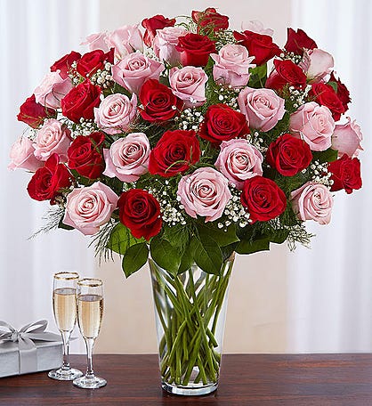 Fair Trade Certified Pink Roses & White Daisies with Pink Vase by 1-800 Flowers