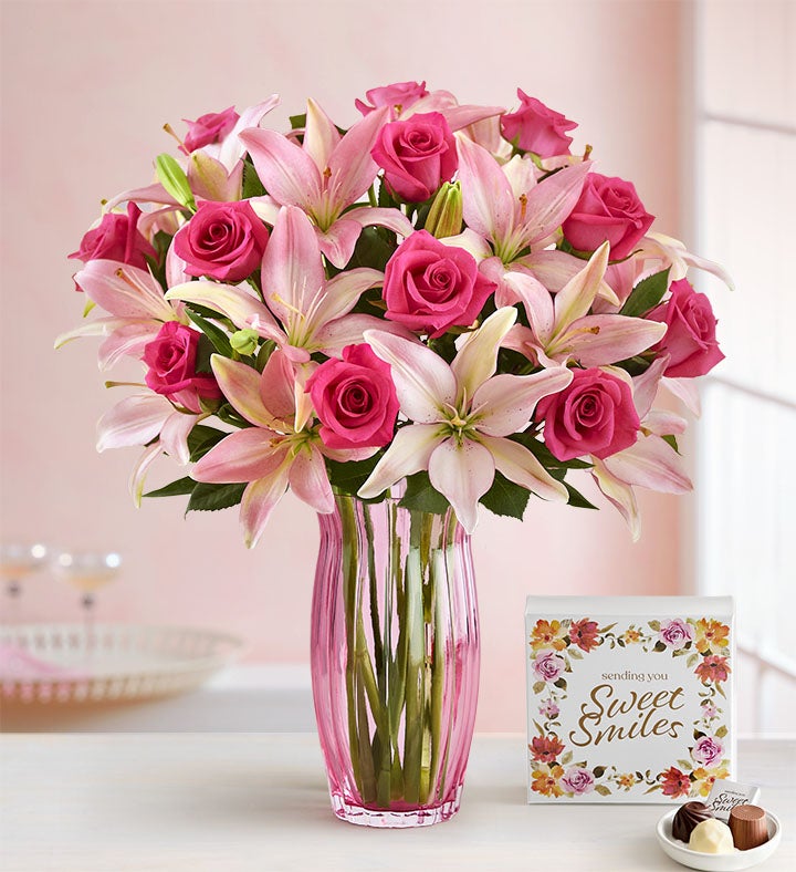 Magnificent Pink Rose & Lily Bouquet