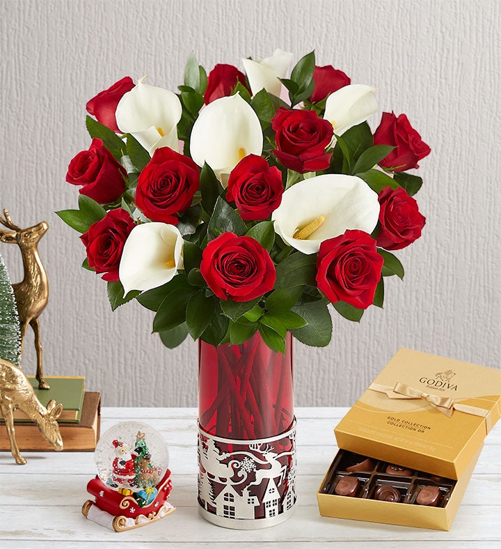 Holiday Red Rose & Calla Lily Bouquet