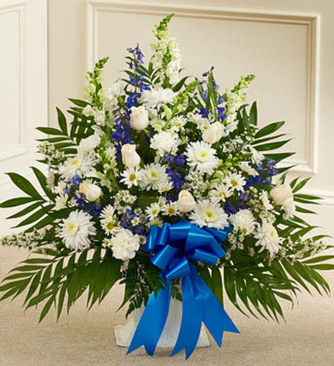 Heartfelt Tribute Floor Basket Arrangement - Blue