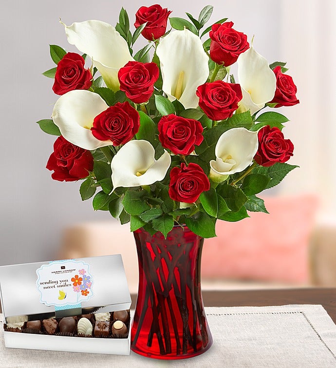 Romantic Red Rose & Calla with Chocolate