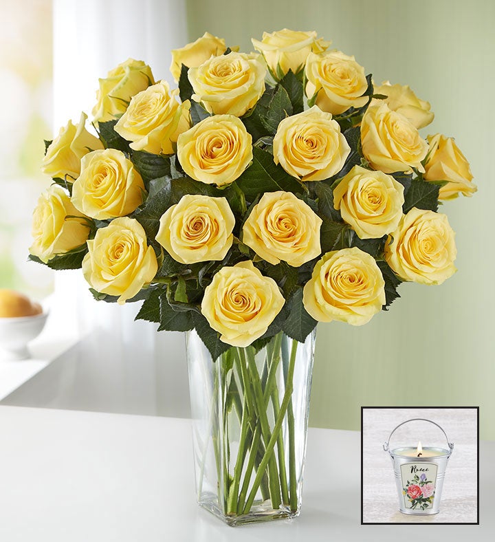 Yellow Roses + Free Candle