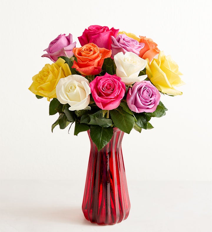 One Dozen Assorted Roses for Romance