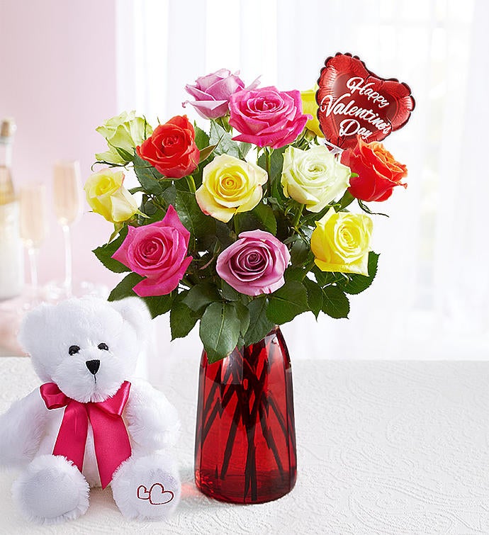 One Dozen Assorted Roses for Romance