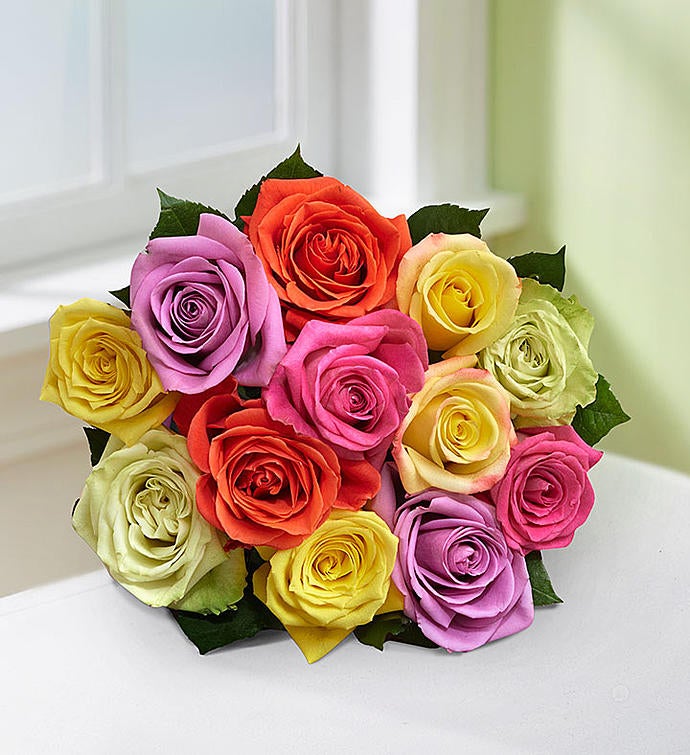 One Dozen Assorted Roses by 1-800-Flowers.com | SendFlowers.io