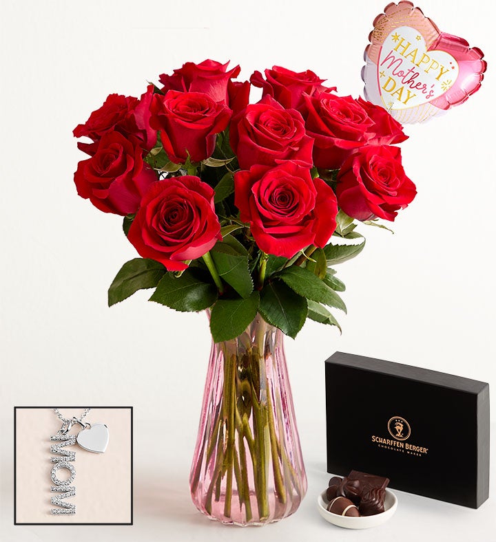 One Dozen Red Roses for Mother's Day