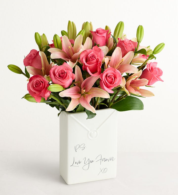 Pink Rose & Lily Bouquet for Valentine's Day