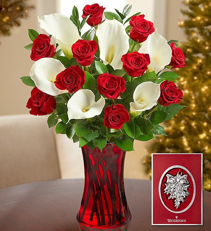 Red Rose & Calla Lilies with Waterford® Ornament