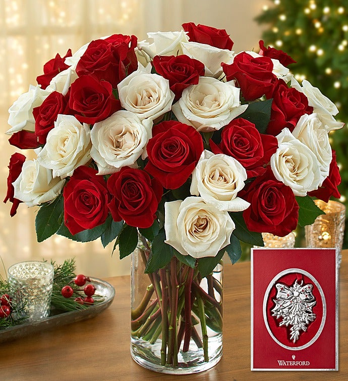 Peppermint Rose Bouquet with Waterford® Ornament