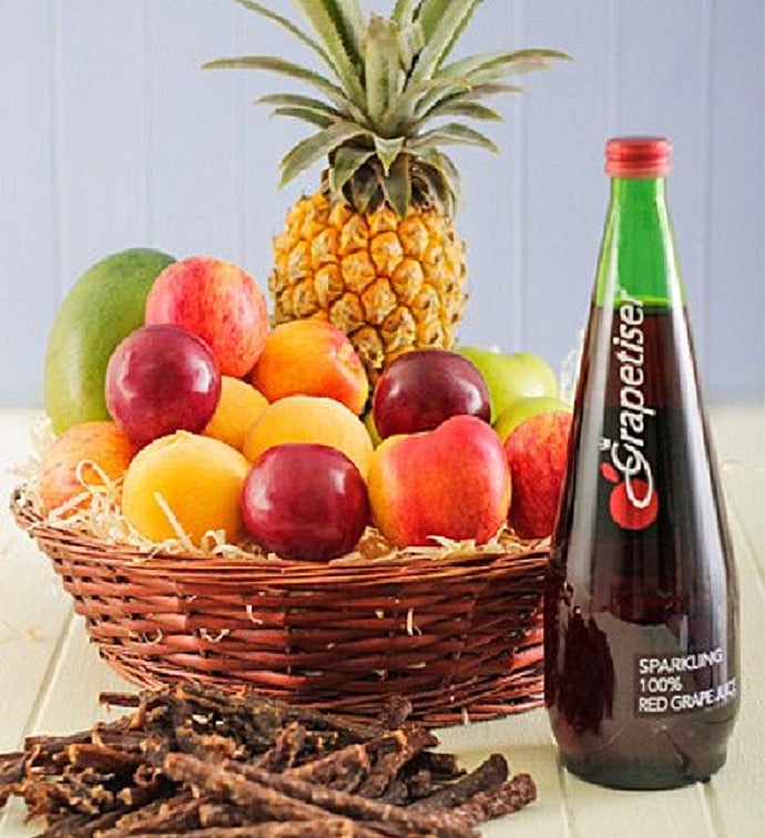 Fruit with Sparkling Juice and Biltong Gift