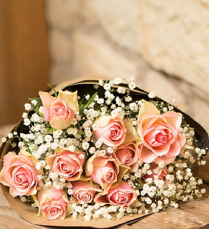 12 Light Pink Roses