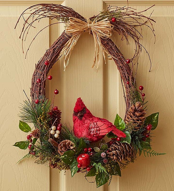 Woodland Cardinal Wreath   18"
