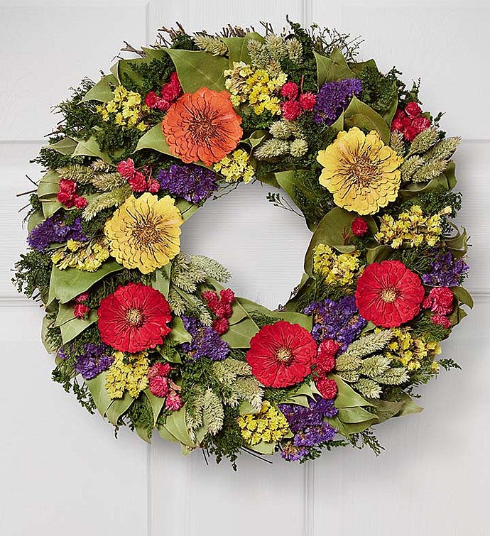 Preserved Blooming Bright Wreath  16"
