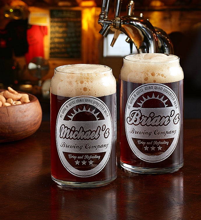 Personalized Beer Can Glass   Set of 2