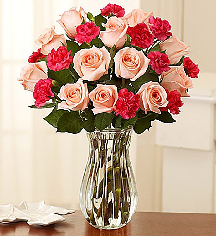 Pink Roses & Mini Carnations