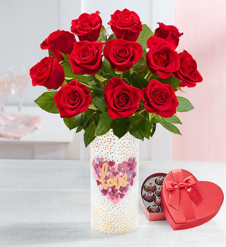 One Dozen Romantic Red Roses | 1800Flowers.com