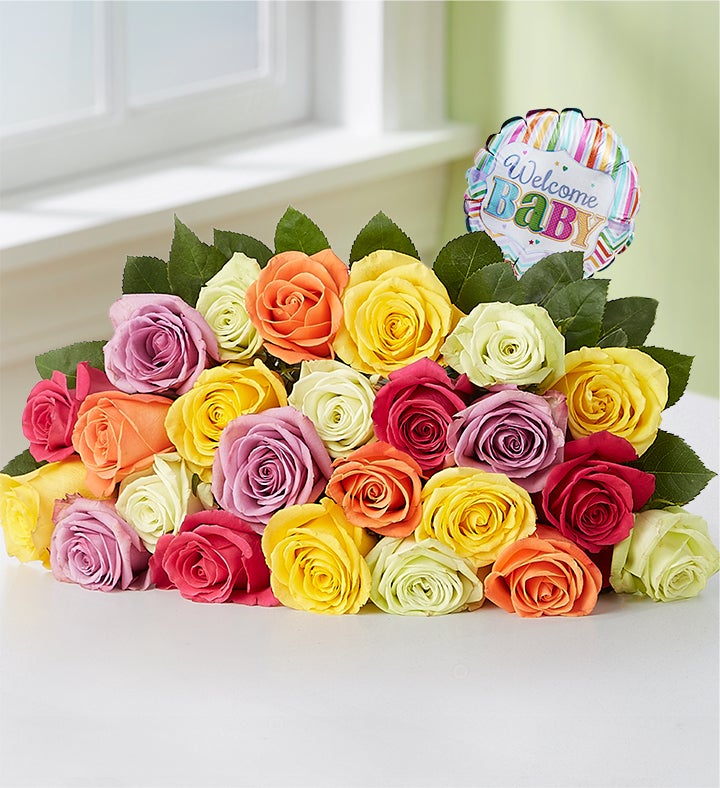 New Baby Celebration Assorted Roses