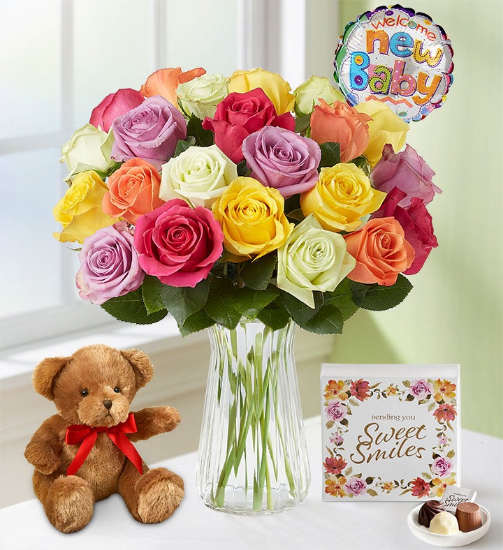 New Baby Celebration Assorted Roses