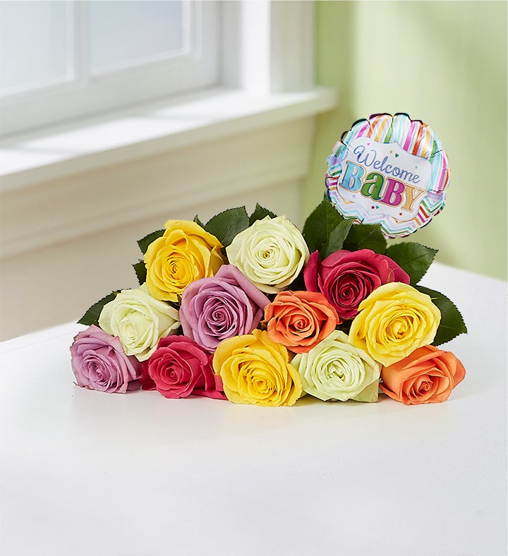 New Baby Celebration Assorted Roses