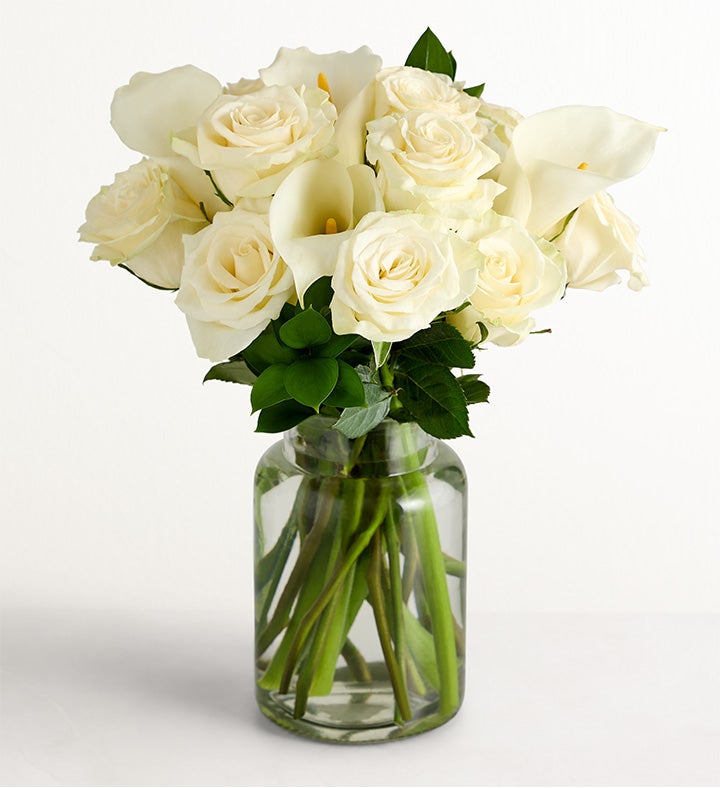 White Rose & Calla Lily Bouquet for Sympathy