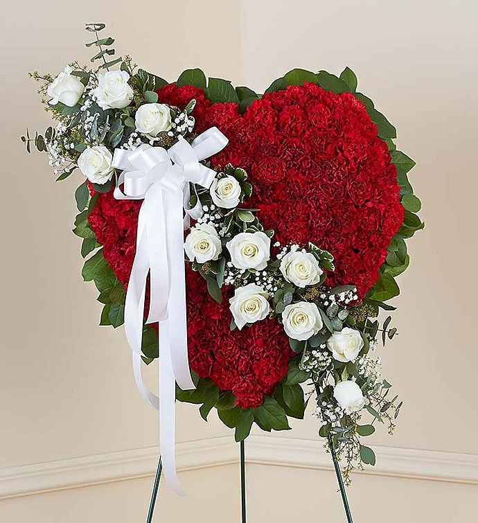 Always Remember™ Floral Heart Tribute   Red with White Roses