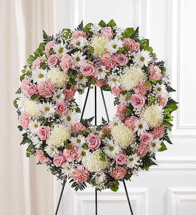 Serene Blessings™ Standing Wreath Pink & White