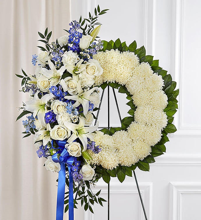 Serene Blessings™ Standing Wreath  Blue & White