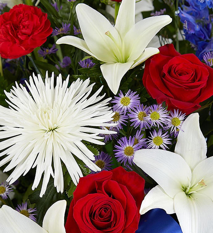 Heartfelt Sympathies™ Red, White and Blue Standing Basket