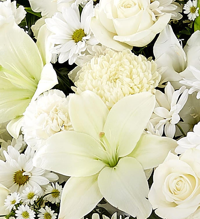 Heartfelt Sympathies White Funeral Standing Basket