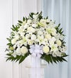 Heartfelt Sympathies White Funeral Standing Basket
