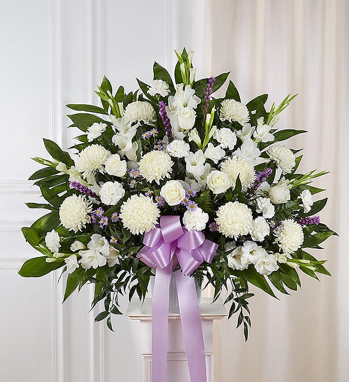Heartfelt Sympathies Lavender & White Standing Basket