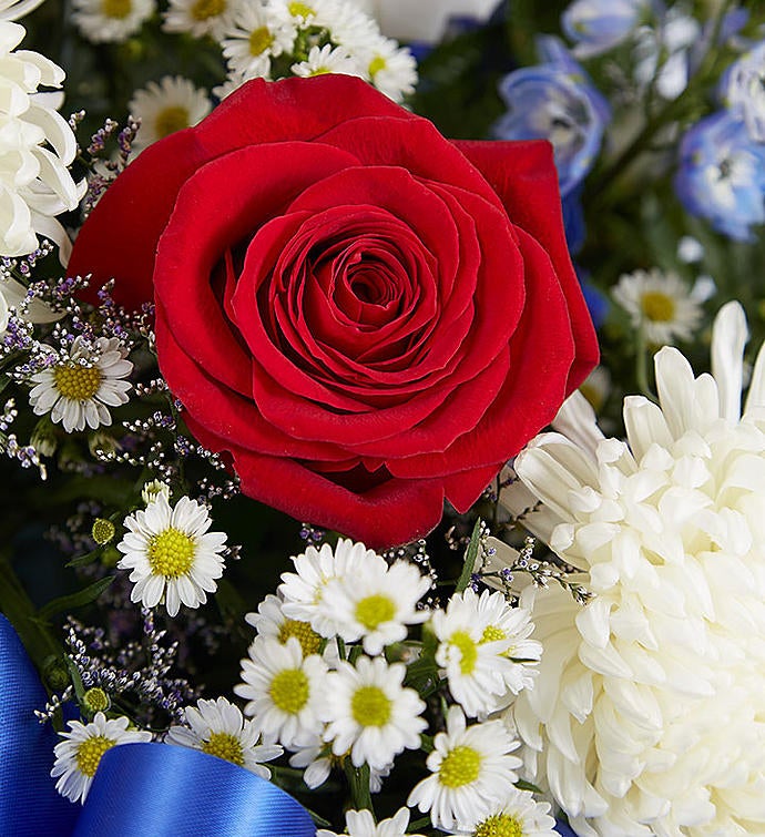 Red, White & Blue Sympathy Standing Spray | 1800Flowers