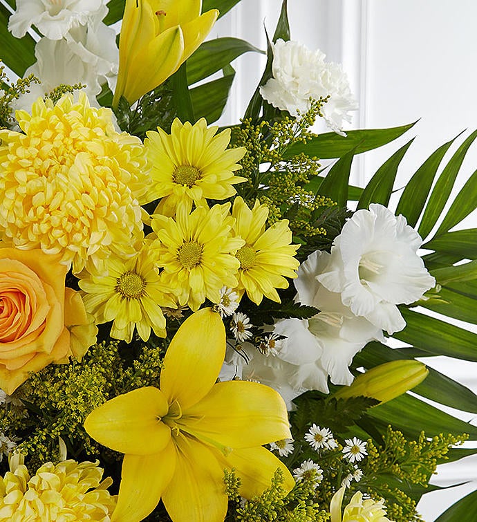 Yellow & White Sympathy Standing Spray