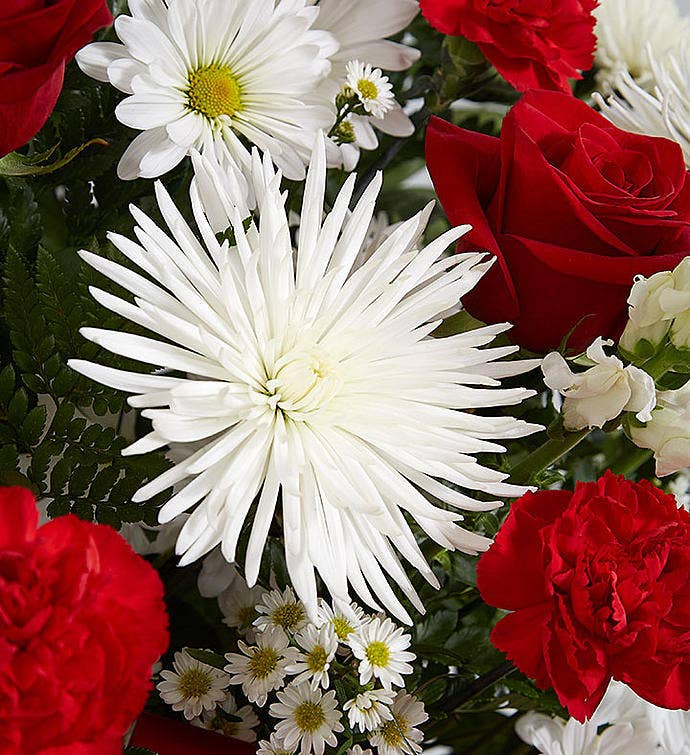 Heartfelt Tribute™ Red & White Floor Basket Arrangement | 1800Flowers