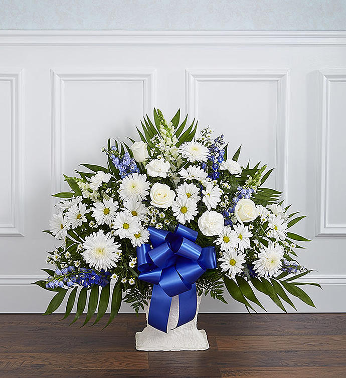 Heartfelt Tribute™ Blue & White Floor Basket Arrangement