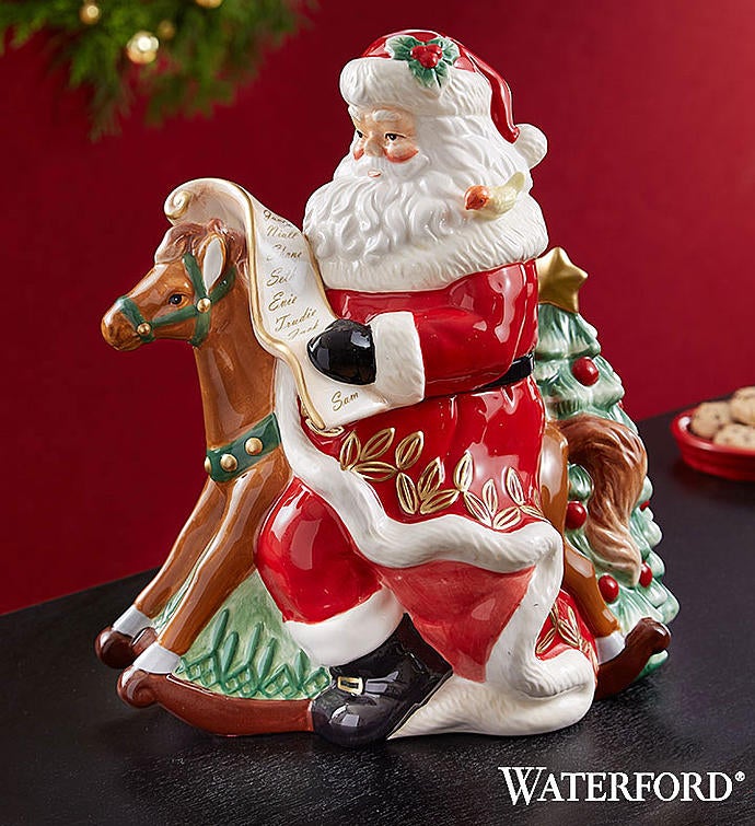 Joie De Vivre 3D Stoneware Santa Christmas Cookie Jar Air Tight Seal