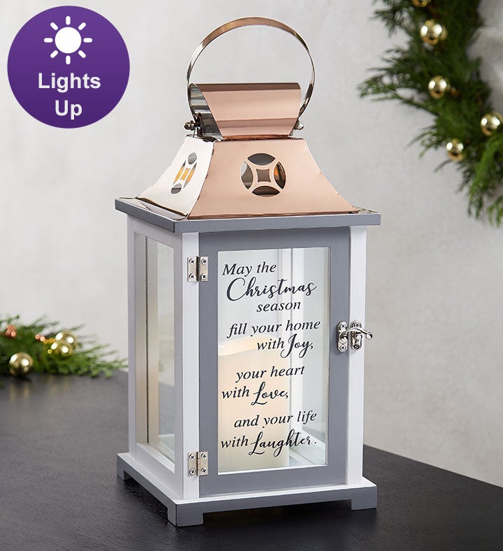 Joyful Love Christmas Lantern with LED Candle