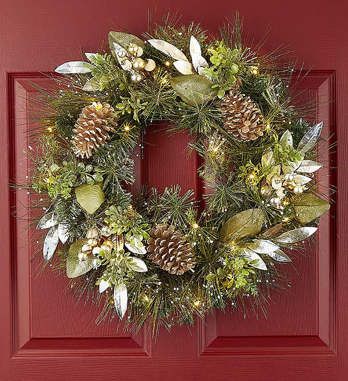 Winter Splendors Light Up Metallic Wreath   24"