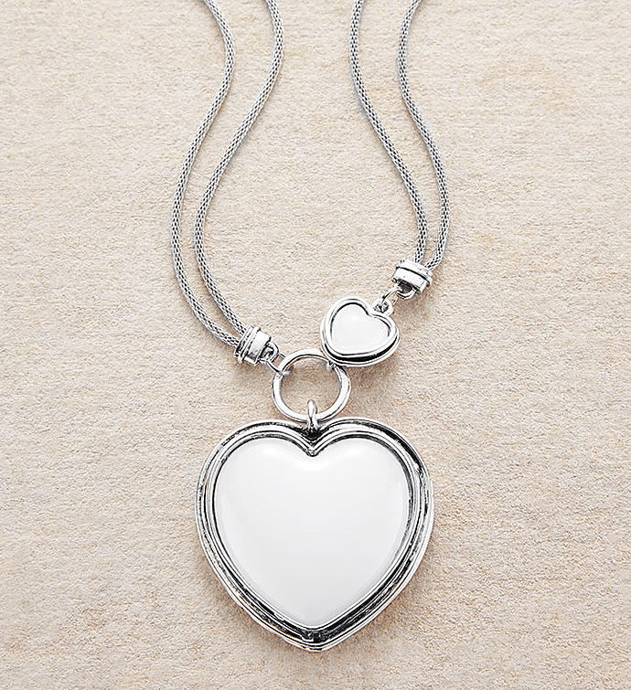 Silver Necklace With Moonstone Heart Medallion by Bayberry Road