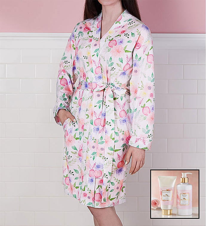 Floral Robe and Spa Gift Set