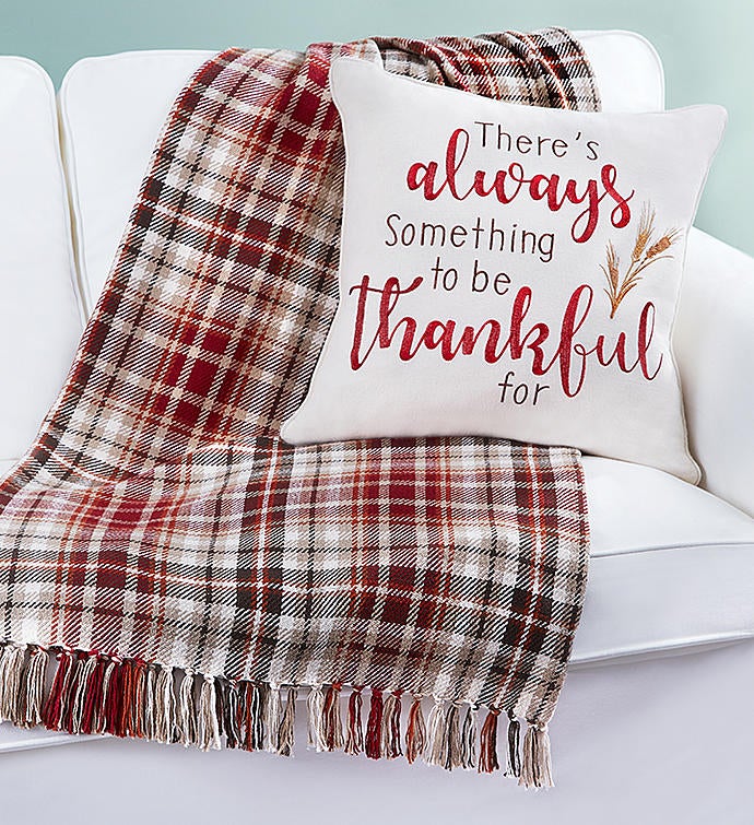 Always Thankful Pillow and Blanket Set