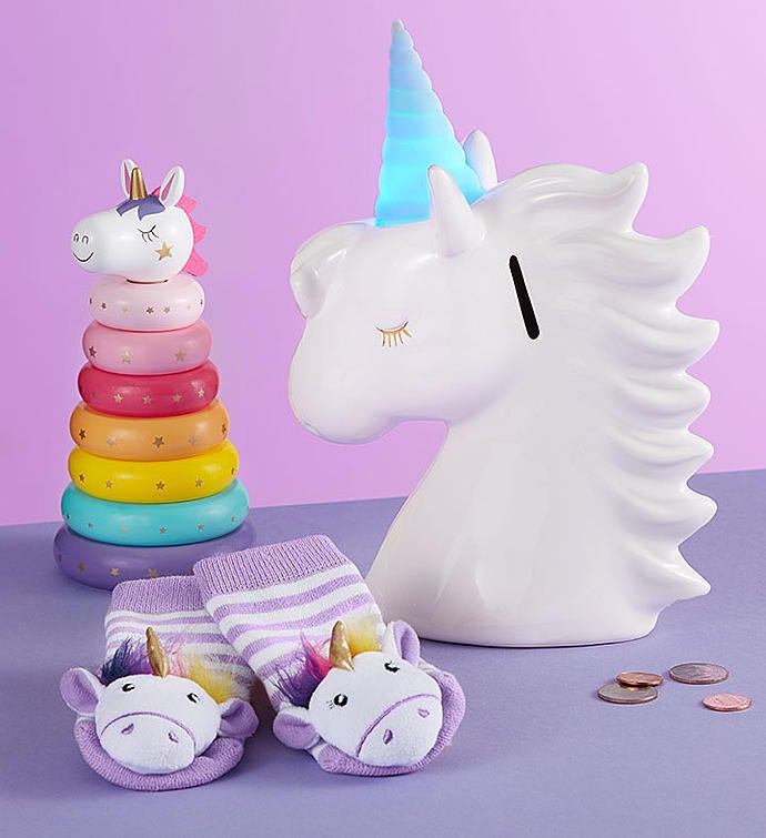 Baby Unicorn Bank Gift Set