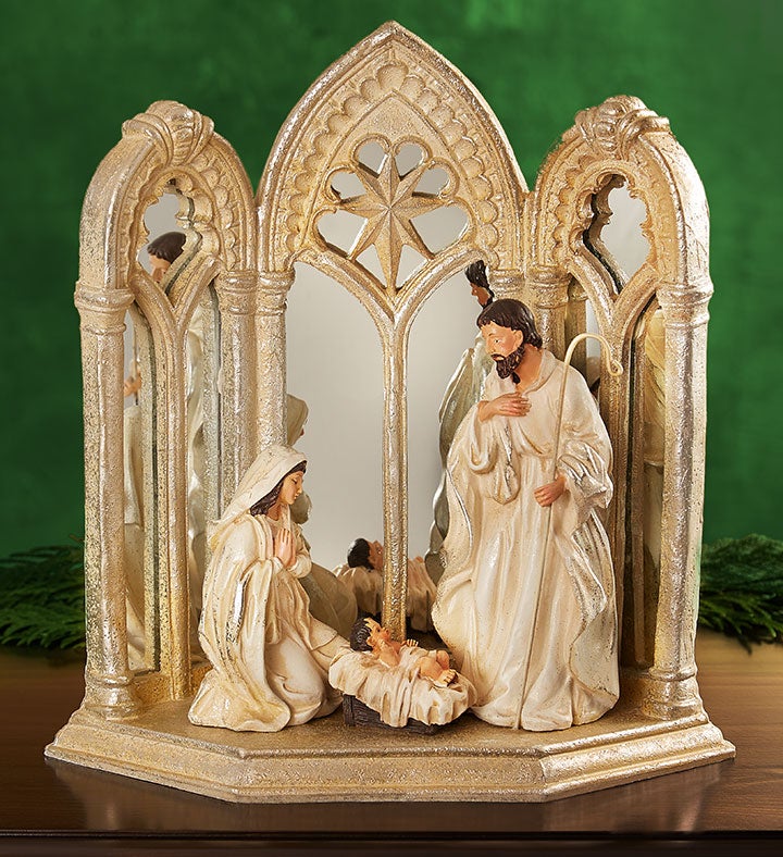 Mirrored Nativity Scene