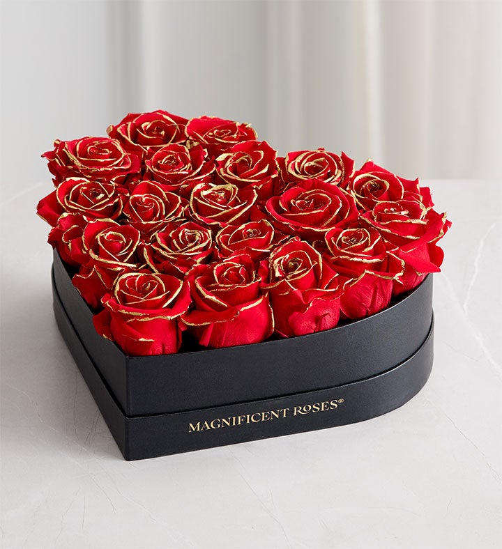 Magnificent Roses®Preserved Gold Kissed & Necklace