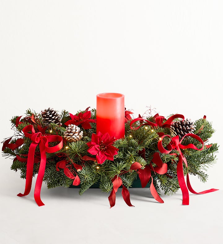 Grand Holiday Fresh Evergreen Centerpiece