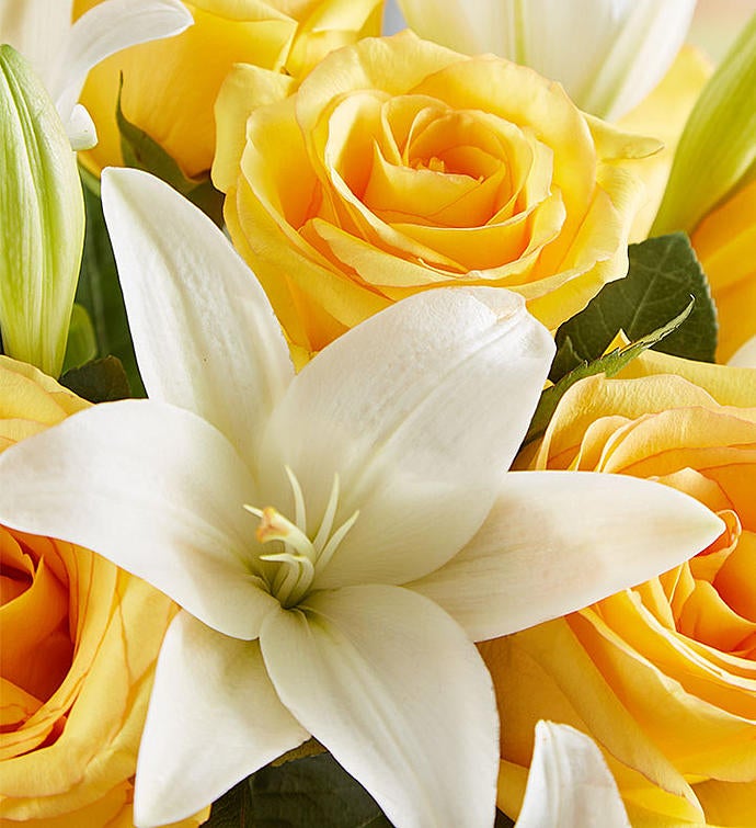 Fair Trade Yellow Rose & White Lily Bouquet
