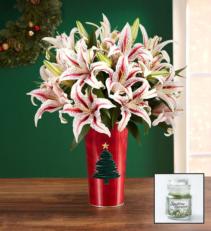 Candy Cane Lilies + Free Candle