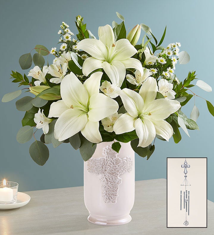 White Lily Bouquet for Sympathy