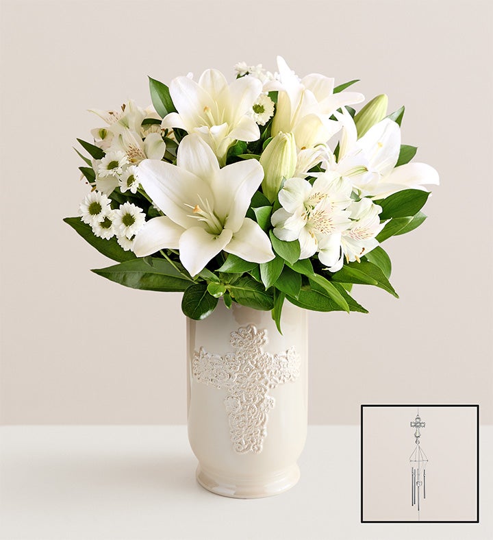 White Lily Bouquet for Sympathy 