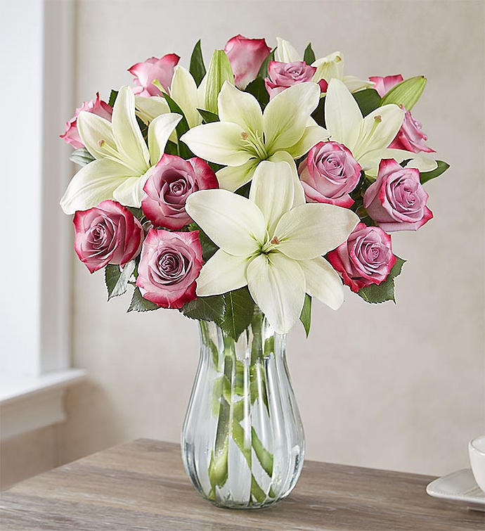 Fair Trade Certified Purple Rose & White Lily